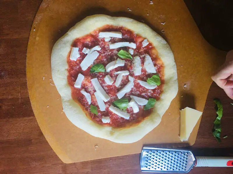 uncooked Neapolitan margherita pizza
