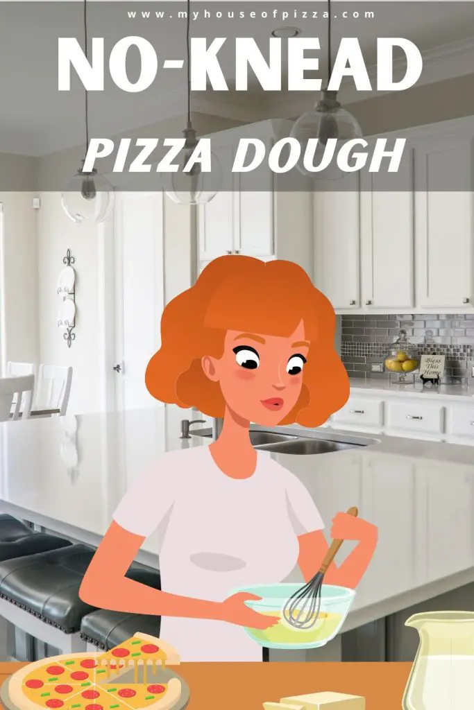 no knead pizza dough pinterest graphic