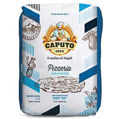 A bag of Caputo pizzeria style 00 flour.