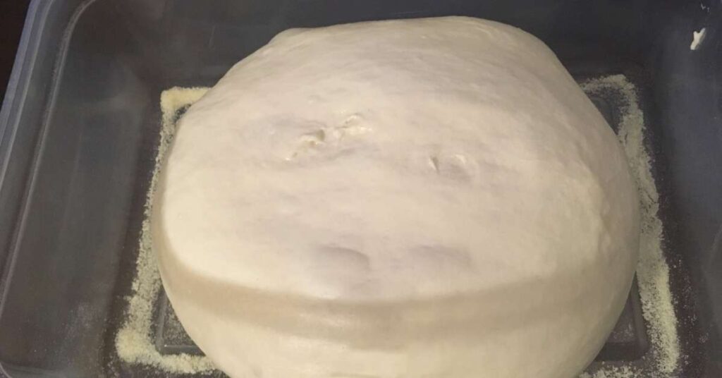 An overproofed ball of pizza dough.