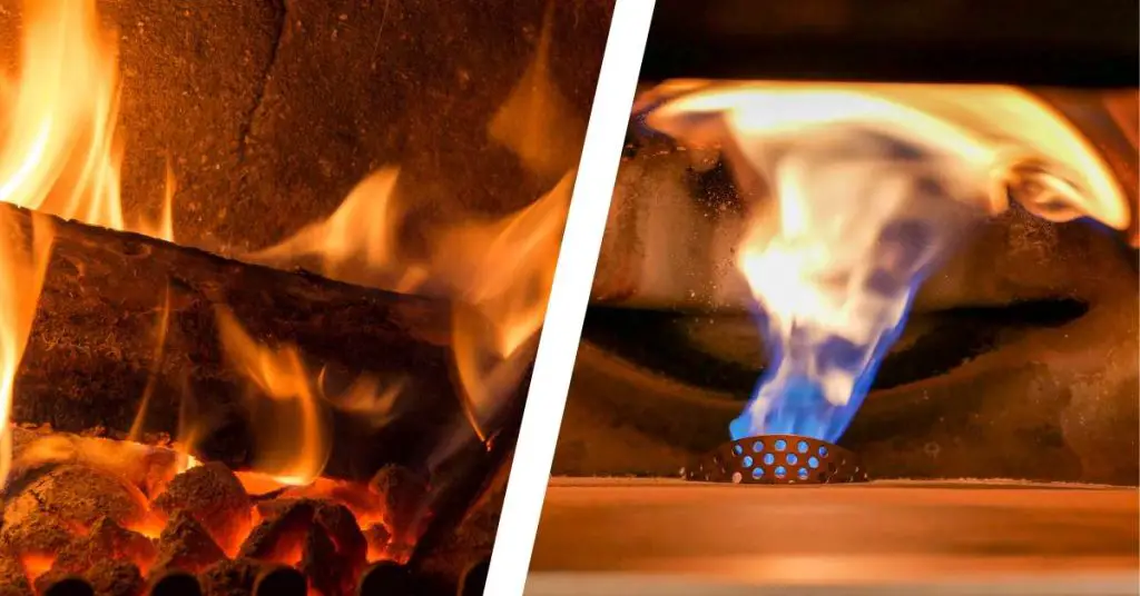 wood-fired flame and propane gas compared