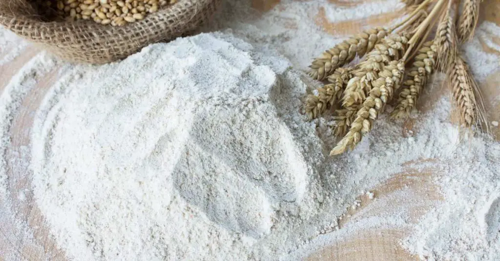 00 Flour vs Bread Flour: How They're Different & Which One Is Better For Pizza 1 A pile of flour with grains of wheat on top, the perfect backdrop to the debate between 00 flour vs bread flour.