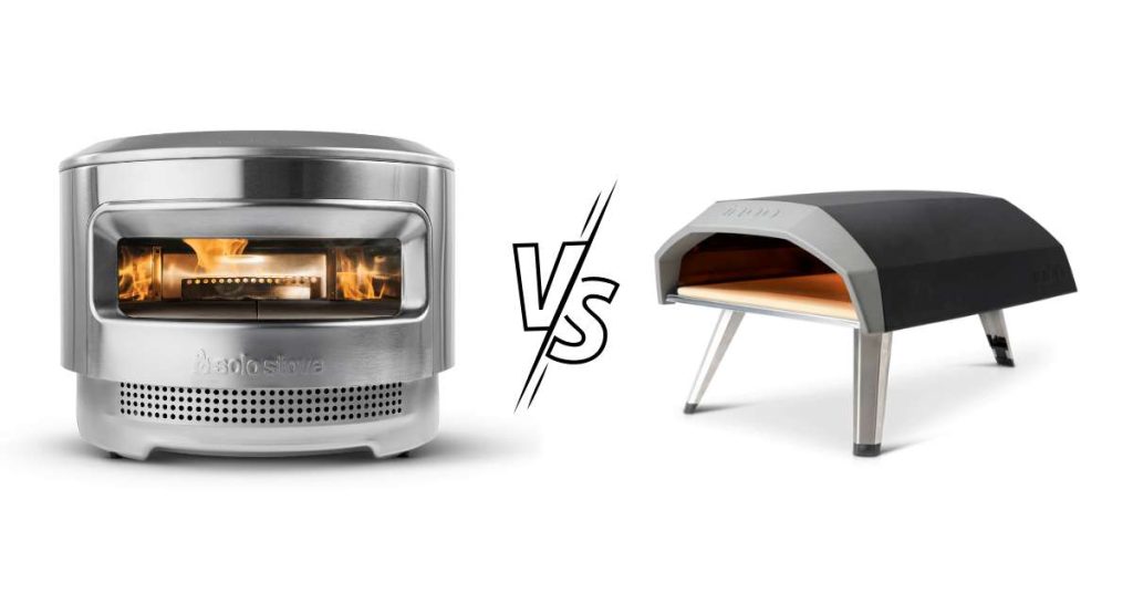 Solo Pi Vs Ooni: Which Outdoor Pizza Oven Is Best? 1 solo pi outdoor pizza oven by solo stove next to an ooni koda 12 gas pizza oven by ooni