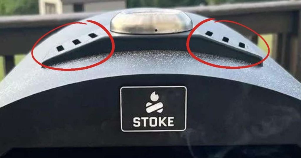 An image showing the vents on the top of the Stoke pizza oven.