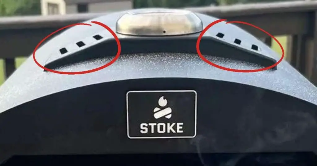 Stoke Pizza Oven Review: A Good Pizza Oven With Some Major Design Flaws 5 An image showing the vents on the top of the Stoke pizza oven.