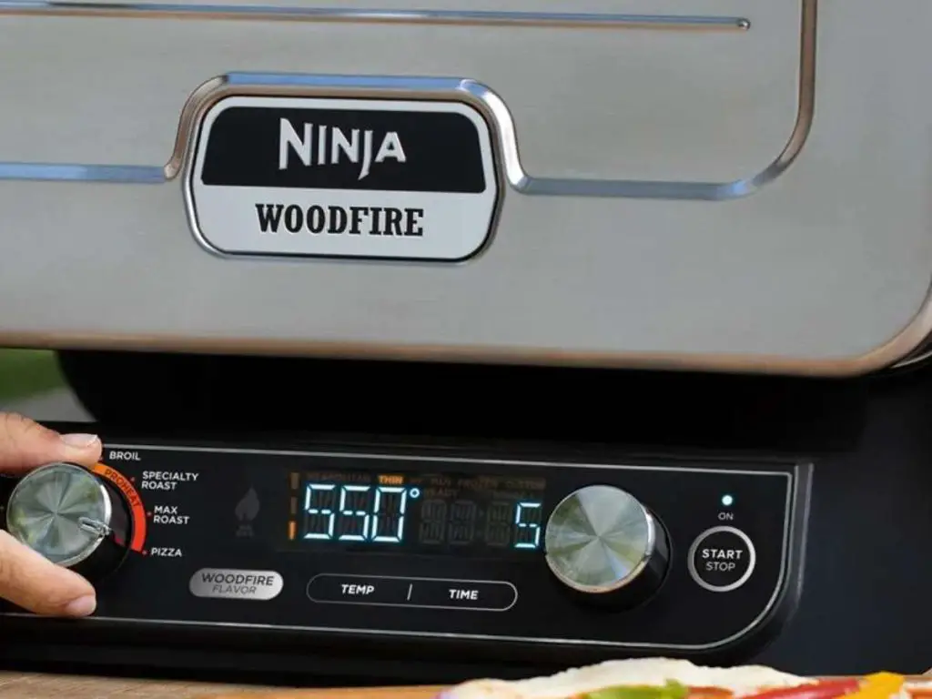 A look at the controls of the Ninja Woodfire oven, including presets for making pizza.