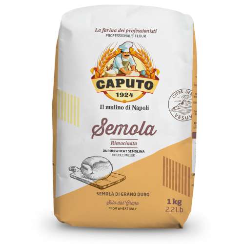 A bag of Caputo Semolina flour.