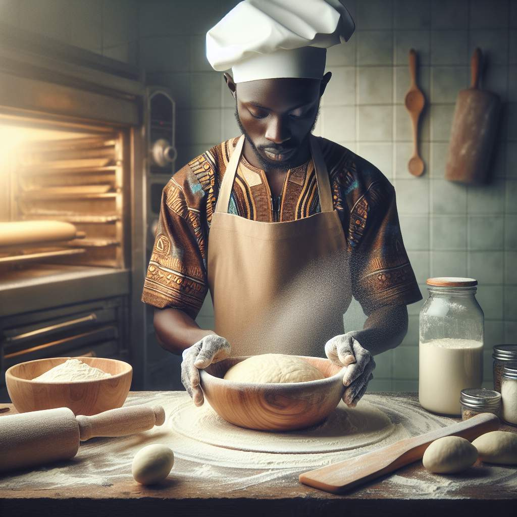 A baker adjusting the water content in poolish pizza dough to achieve the ideal hydration.